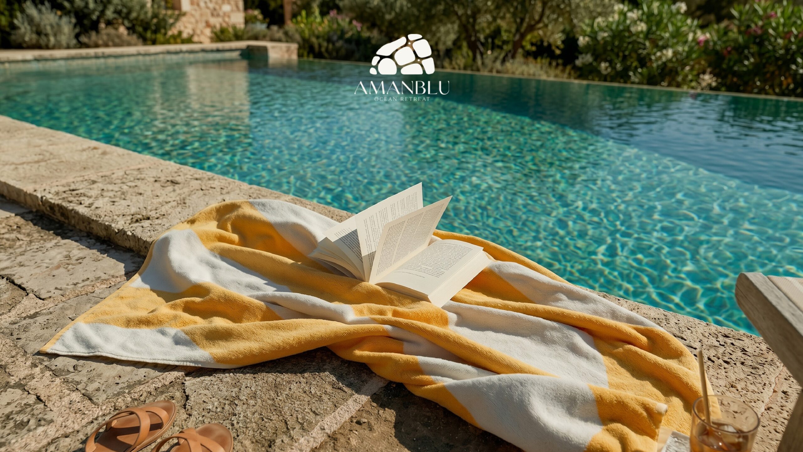 Détente au bord de la piscine Amanblu — sérénité et nature